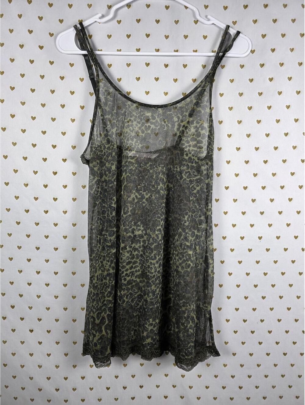 Victorias Secret True Y2k '00 VINTAGE Green Leopard Cheetah SLIP DRESS nightie S
